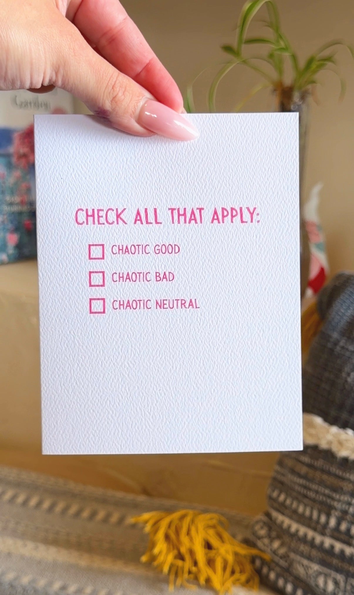 check all that apply: chaotic good, chaotic bad, chaotic neutral