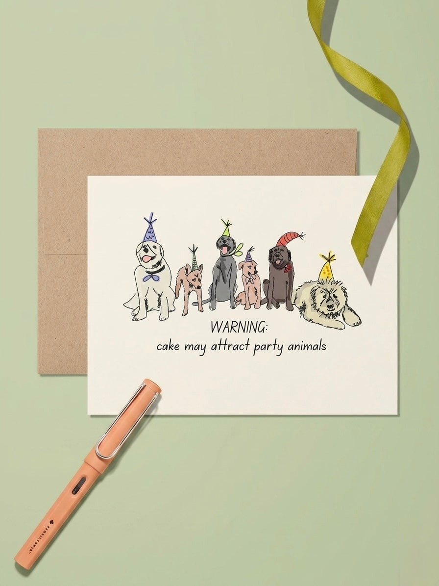 party animals birthday card